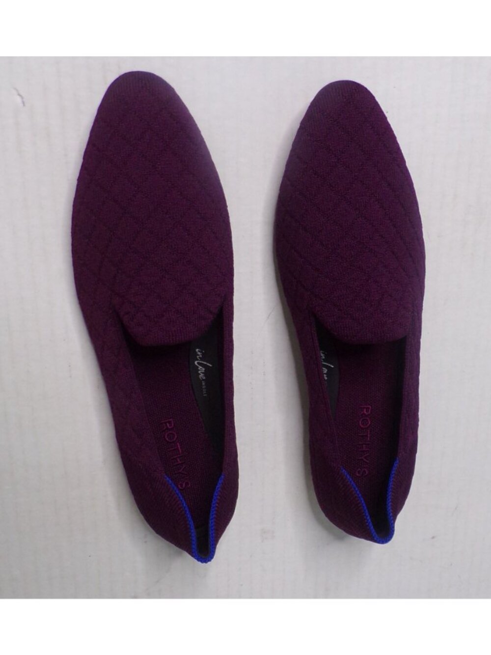 🆕ROTHY'S Almond Toe Quilted Loafer Shoe 10 Berry Burgundy Plum - Picture 3 of 9